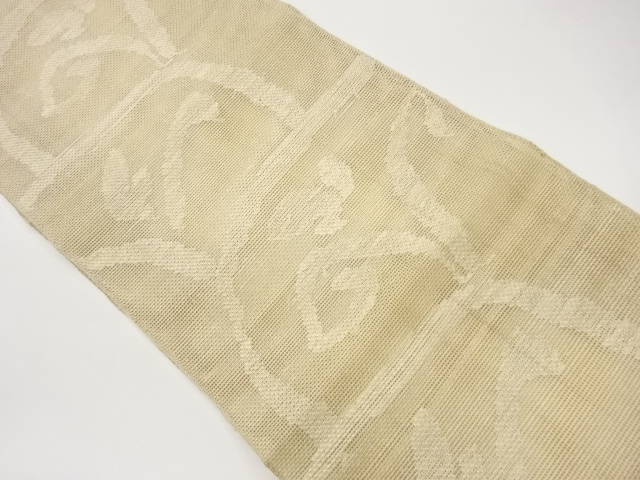 JAPANESE KIMONO / NAGOYA OBI FOR SUMMER / TSUMUGI / WOVEN ABSTRACT FLOWER